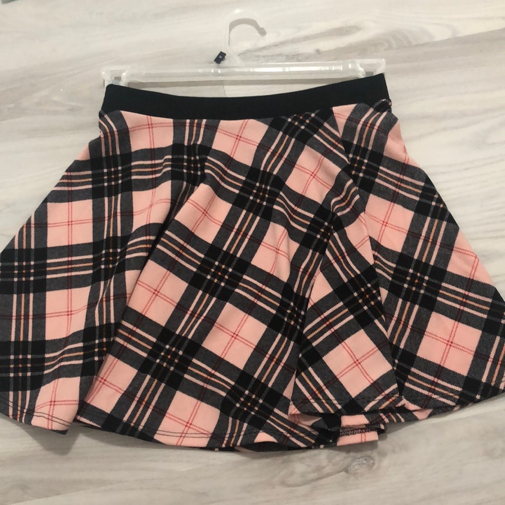 Pink plaid skirt